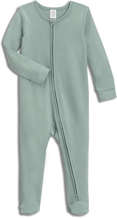 Colored Organics Baby Zip-Up Footed Sleeper with 2-Way Zipper - Newborn Organic Cotton Pajamas