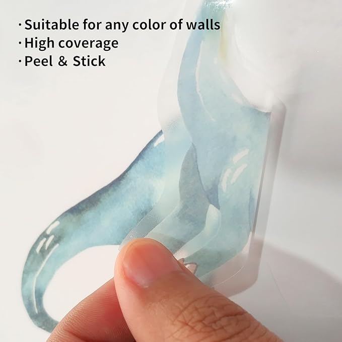 YouRfocus Dinosaur Wall Decals, Animal Boys Bedroom Wall Stickers 48 Decals, Removable Decor Peel and Stick Nursery Kids Room Playroom Vinyl Murals DIY Decorations (6 Sheets)