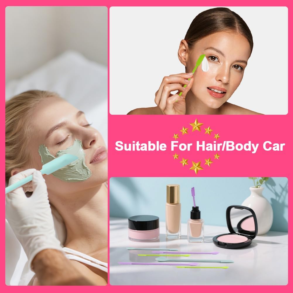 9 Pieces Mini Silicone Spatula-Makeup Spatula-Small Silicone Spatula-Thin Spatula Set for Skinny Openings-Abnaok Tiny Scraper for Jar,Kitchen Bottles,Cosmetic