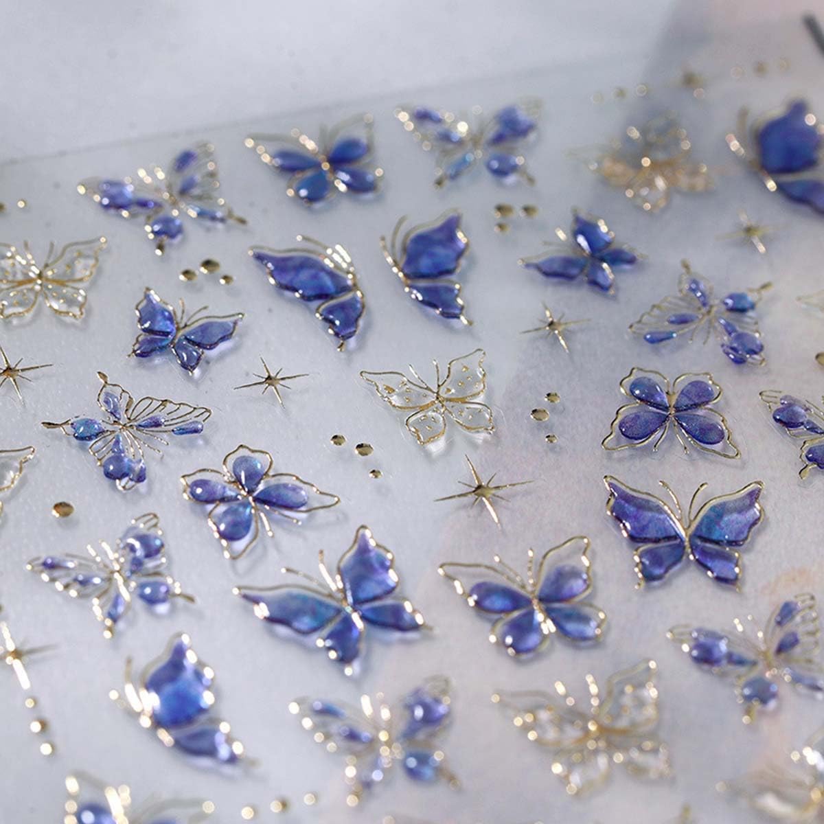 Purple Butterfly Nail Art Stickers Decals Purple Butterfly Nail Decals with Gold Accent 5D Embossed Stickers for Nails Designs Self Adhesive Nail Art Supplies & Decorations for Women Girls 1 Sheet