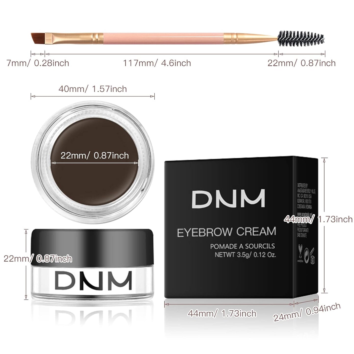 2Pcs Brow Pomade Set with Dual-ended Eyebrow Brush, High pigment Water proof Natural finish Eyebrow Makeup Set with Eyebrow Brush for Women and Girls（04#）