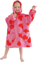 Fiosnow Love Printed Blanket Hoodies for Kids Toddler 2-6YR Oversize Wearable Blanket Hoodies for Boys Girls
