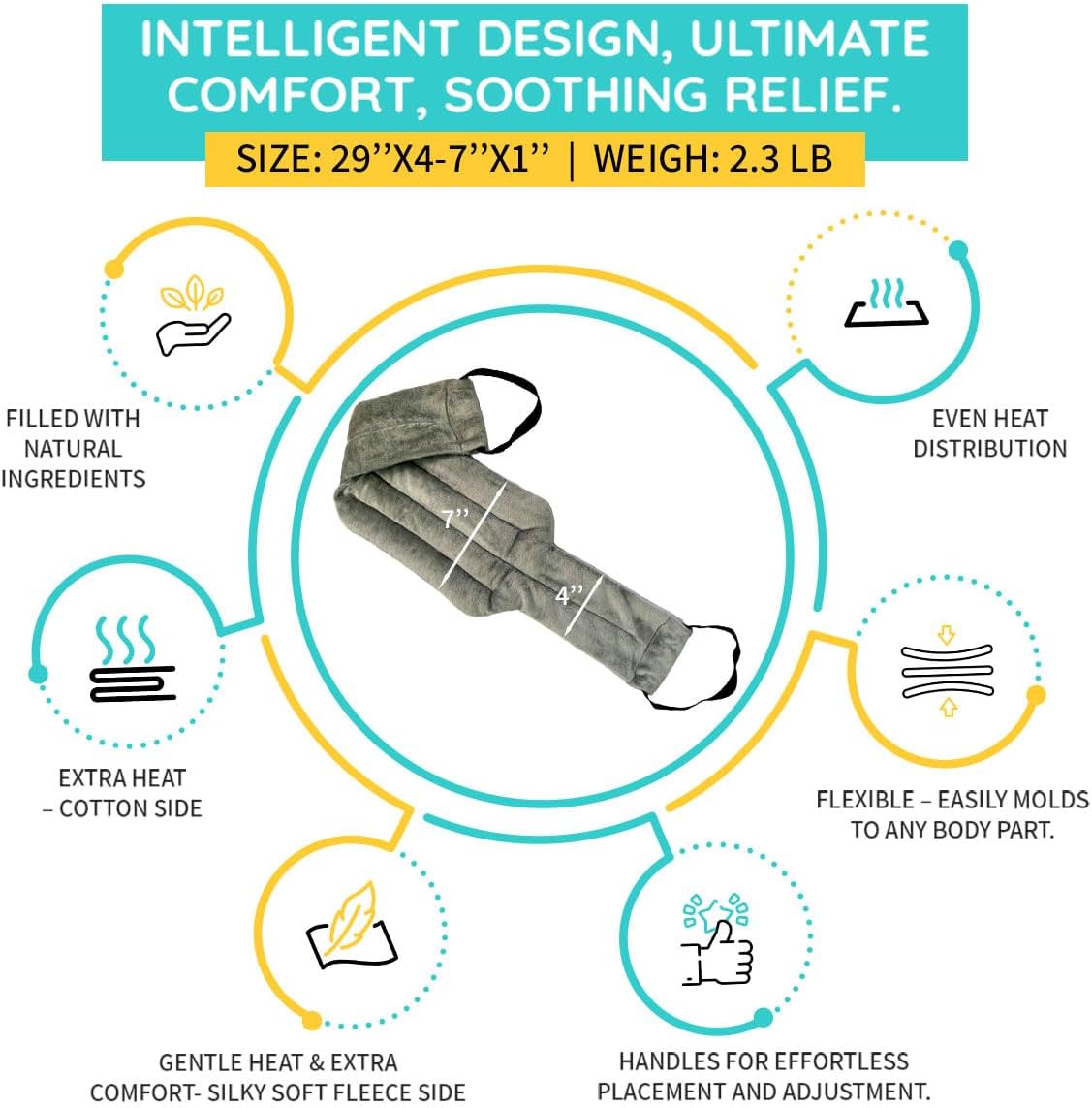 Microwavable Heating Pads For Neck Pain Relief, Back Pain, Shoulder Pain Relief - Microwave Heating Pad For Cramps And Muscle Relief, Hands-Free Heat Pack For Tense Muscle - 3 Packs - Lavender Scented