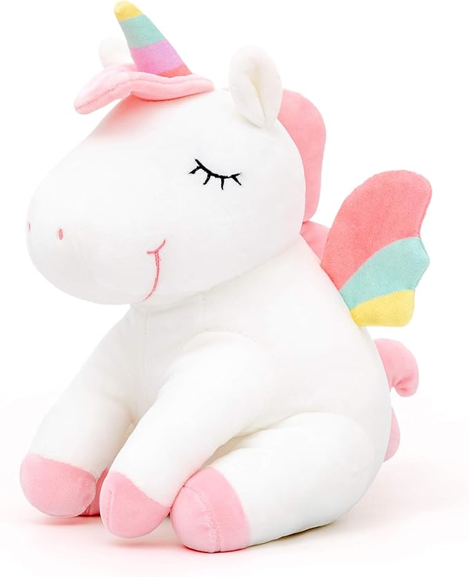 Lazada Unicorn Stuffed Animal Plush Toys Girls Gifts with Rainbow Wings White 12 Inches…