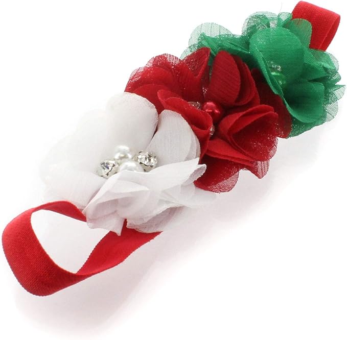 My Lello Flower Headbands Baby - Girls - Toddler Fabric Beaded Stretchy Elastic Pair