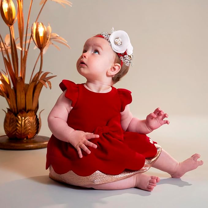 cherrboll 3pcs Baby Girl Headbands Flowers, Super Soft & Stretchy Nylon Floral Hairbands for Newborn Toddler