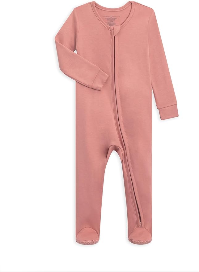 Colored Organics Baby Zip-Up Footed Sleeper with 2-Way Zipper - Newborn Organic Cotton Pajamas