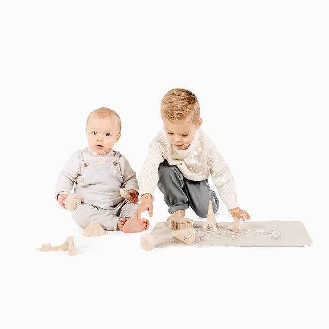 Gathre Wipeable Baby Changing Mat, Made of Premium, Soft, Water-Resistant Vegan Leather, Foldable Playmat for Babies, Home Nursery or Travel Use - World Map