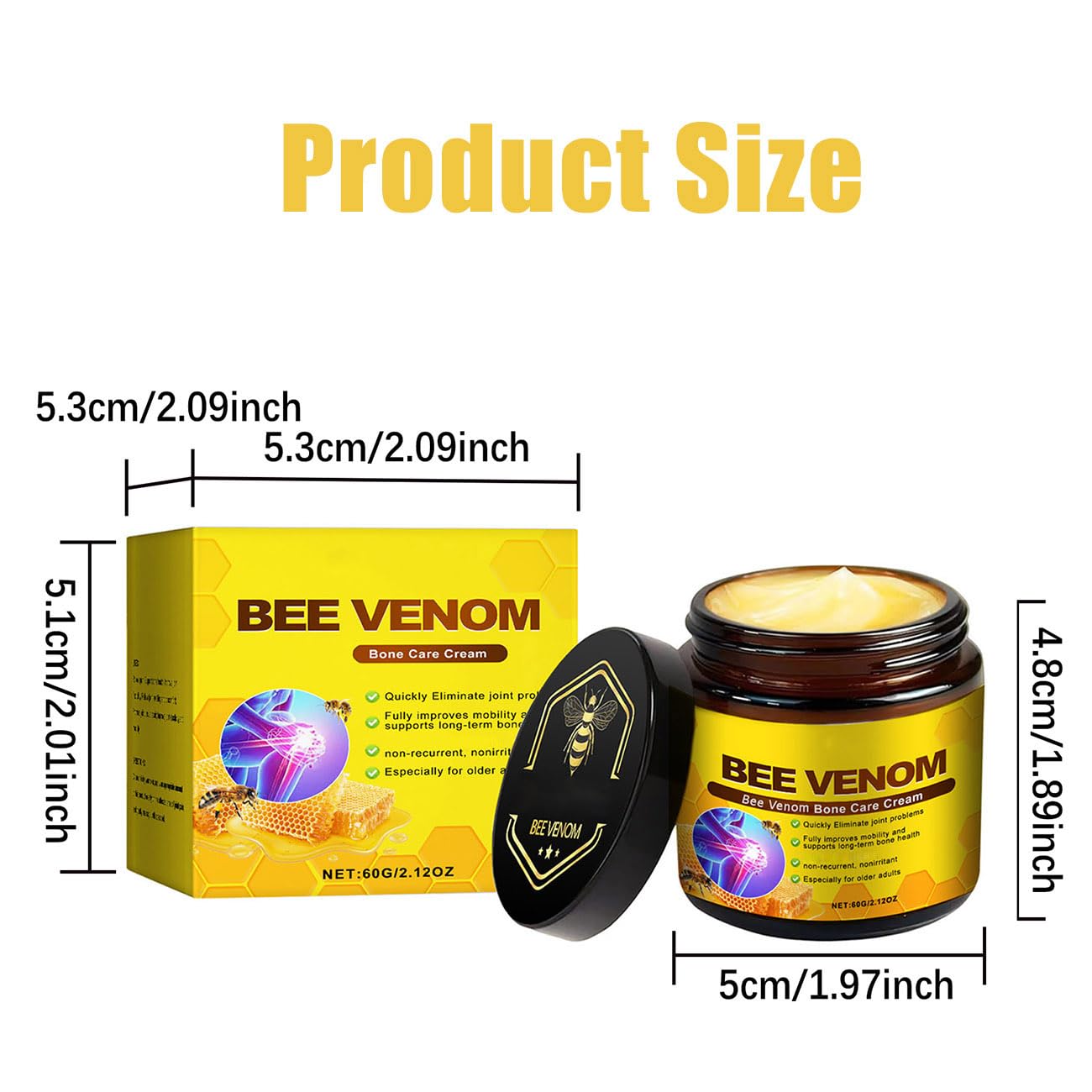 2 PCS Bee Venom Cream 2025 New Bee Venom Advanced Joint and Bone Cream Effective for Back, Neck, Hands,Knee