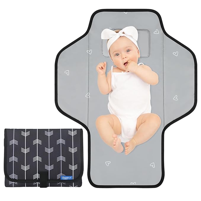 Baby Portable Changing Pad Travel - Waterproof Compact Diaper Changing Mat with Built-in Pillow - Lightweight & Foldable Changing Station, Newborn Shower Gifts