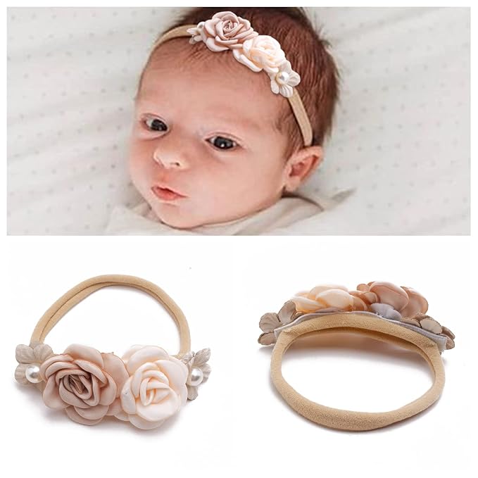 6pcs Baby Headbands Nweborn Flower Hair Bows for Girls-Infant Elastic Hair Band Bows Wraps Baby Headband Hair Accessories Gifts for Toddles