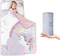 Toddler Nap Mat with Pillow and Minky Blanket 55''x35'' Toddler Sleeping Bag for Daycare, Preschool Travel Camping Mat Nap Mat for Boys and Girls