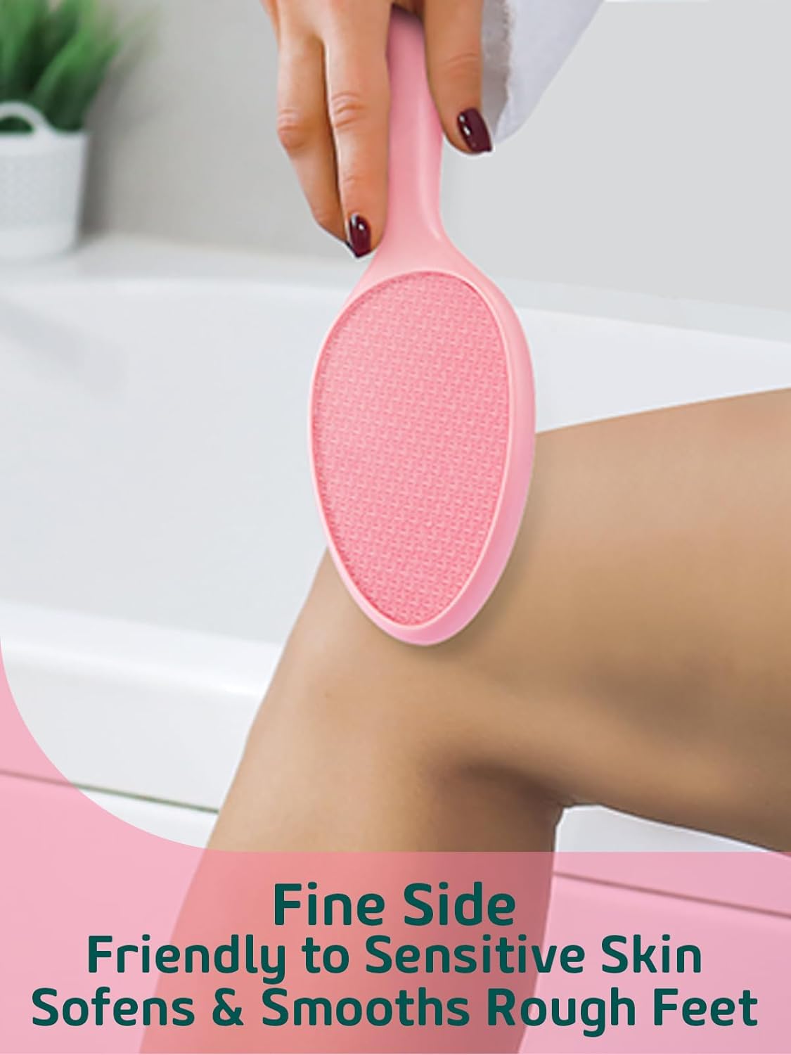 2-Sided Glass Foot File Callus Remover Without Drain Stand (Pink)