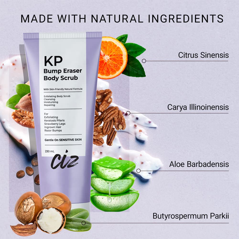 KP Bump Eraser Body Scrub: Keratosis Pilaris Treatment for Strawberry Skin & Ingrown Hair - Exfoliates and Smooths Rough, Dry Skin on Arms, Legs, and Bikini Area – Gentle Bump Eraser for Body Wash