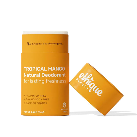Ethique Beauty Tropical Mango Deodorant Stick for Men & Women - Aluminum-Free, Plastic-Free, Vegan, Cruelty-Free, Eco-Friendly, 2.5 oz