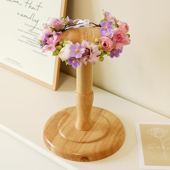 Baby Girls Flower Crown Flower Girl Headpiece boho Little Wreaths for Weddings, Family photography (Pink purple)