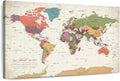 ElephantStock - Personalized World Awaits II Push Pin World Map Wall Art - Horizontal Canvas Wall Art - Living Room Wall Decor - Digital Art Map Canvas Art - Green And Beige Decor - 51" x 34"