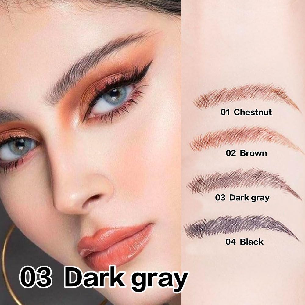 Eyebrow Ink Pencil by Brow Stylist -Micro 4 Point Brow Pen Lift & Snatch Eyebrow Pen Kits with 3 Eyebrow Stencil Long-Lasting Waterproof Natural Eyebrow Hair (1Pc 03# dark grey)