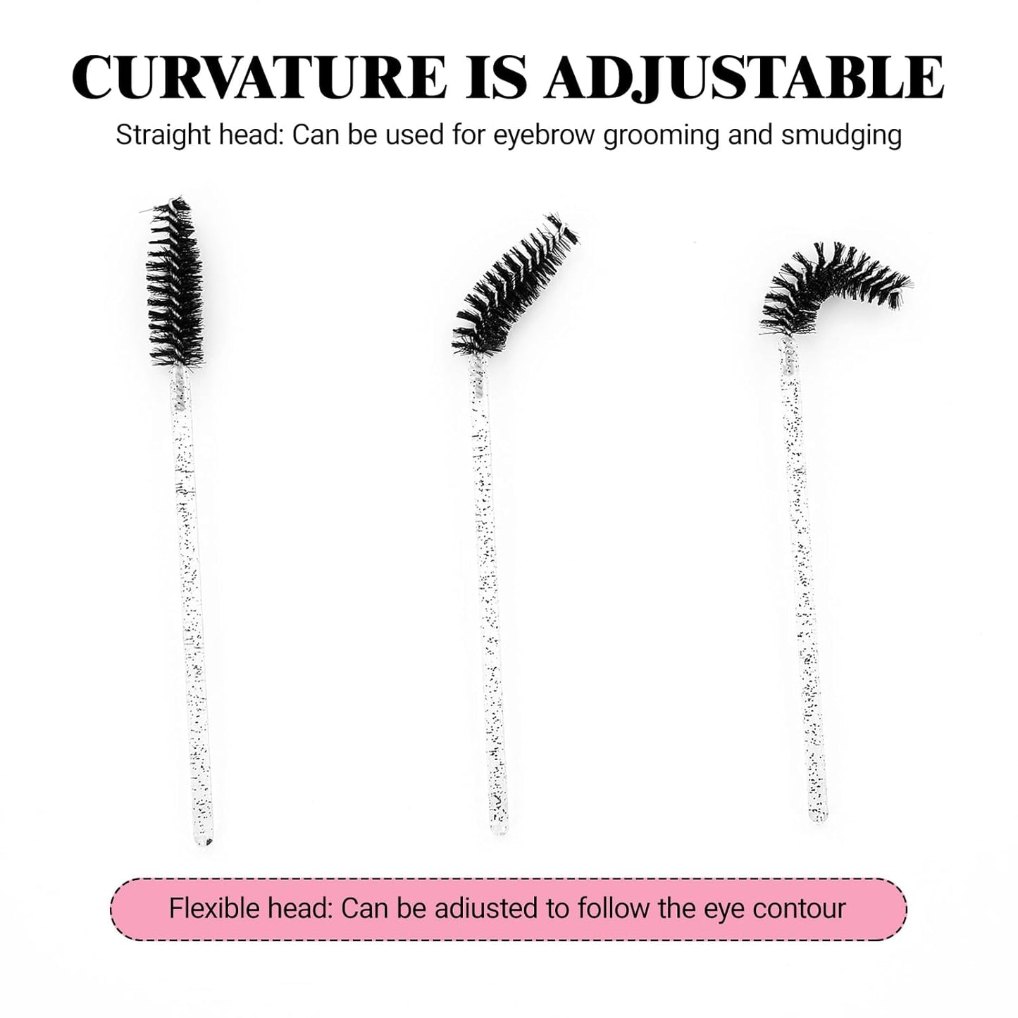 Mascara Wands, Lash Spoolies For Eyelash Extensions, Eyebrows Brush, Disposable Eye Lashes Brushes, Pink & Black Spooly Wand (300pcs）