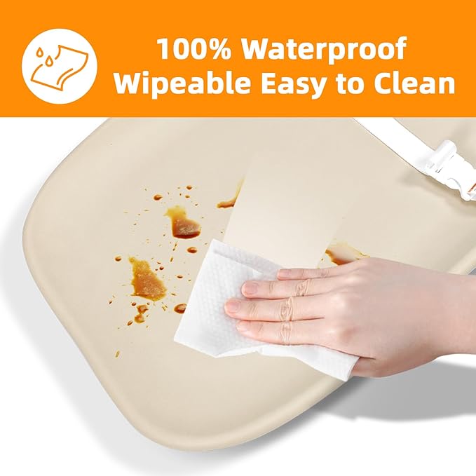 Non-Slip EVA Baby Changing Pad, Wipeable and Waterproof Diaper Changing Mat with Safety Belt, Soft Nursery Pad for Dresser or Table, Newborn to Toddler, Easy Wipe Clean Oat