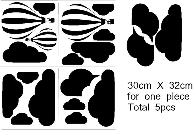 White Clouds & Hot Air Balloons Nursery Kids Childs Room Vinyl Wall Art Sticker Baby Wall Decals Removable Waterproof Wallpaper D952 (White)