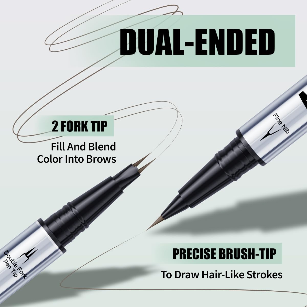 Eye Brow Pencils for Women Brown,2-in-1 Dual-Ended Eye Brow Pencil with 2-Fork-Tip and Precise Brush-Tip, Microblading Eyebrow Pen for Waterproof Long Lasting Natural Hair-Like Brows(Brown)