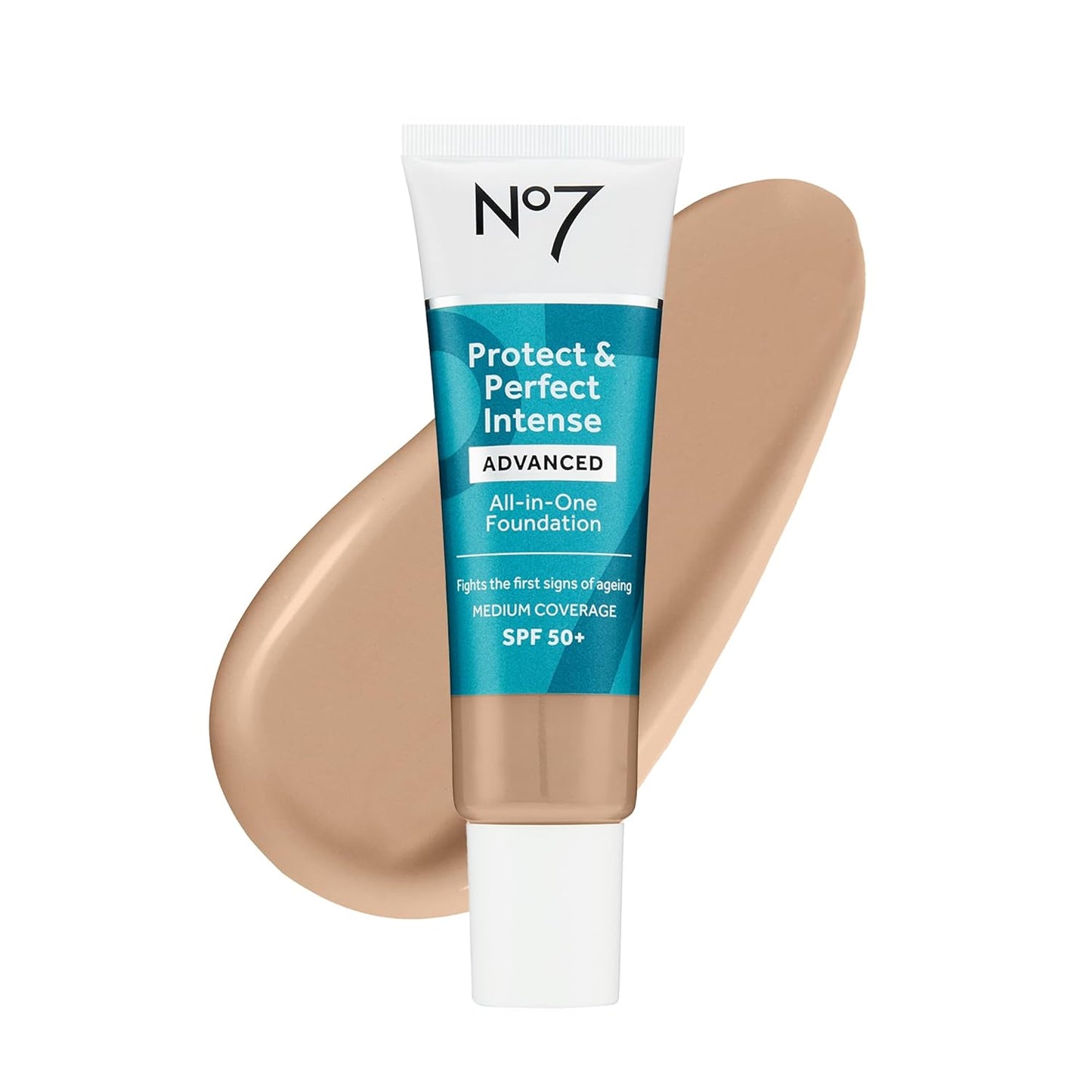 No7 Protect & Perfect Advanced All in One Foundation - Warm Beige - Age Defying Foundation Makeup with SPF 50 - Makeup Base Cream Helps to Reduces Redness & Blurs Visible Pores (30ml)