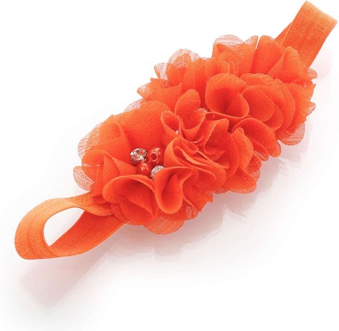 My Lello Flower Headbands Baby - Girls - Toddler Fabric Beaded Stretchy Elastic Pair