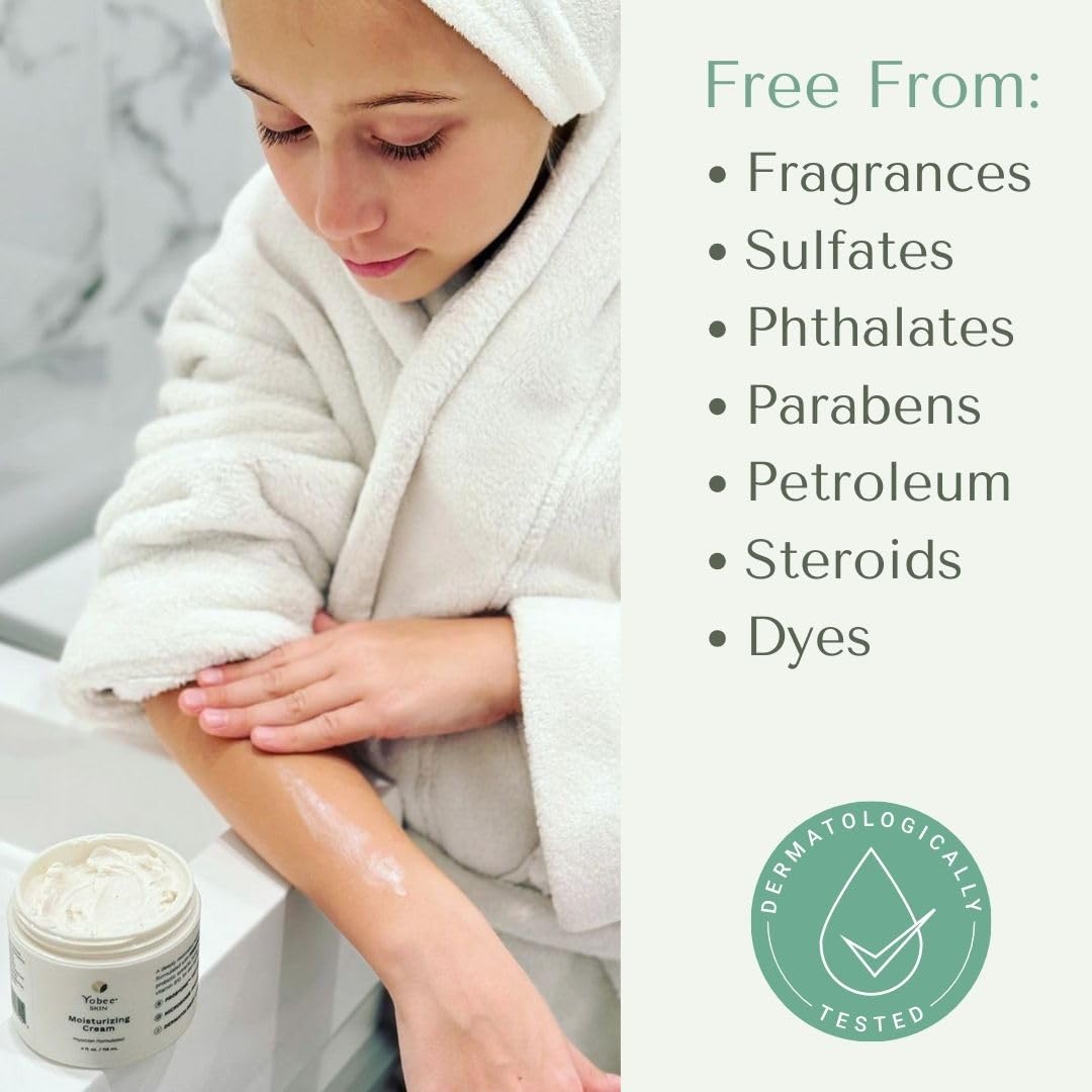 Yobee Body & Face Cream for Dry, Itchy Skin | Dermatologist Formulated | Probiotics, Honey, Turmeric, Vitamins B12 & E, Ceramides, Shea Butter | Fragrance Free | For Kids & Adults | Soothe Eczema