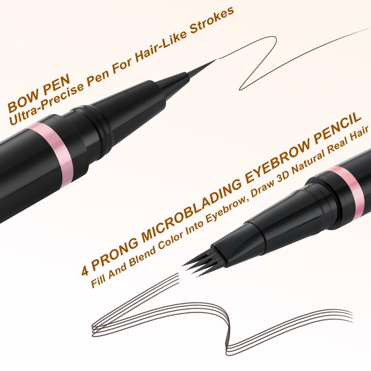 LAVONE Eyebrow Pencil Makeup Kit, with Waterproof 2-IN-1 Microblading Eyebrow Pen, Eyebrow Pomade, Eyeliner and Dual-ended Eyebrow Brush, Brow Pencil Kit for Natural Eyebrows - Black Brown