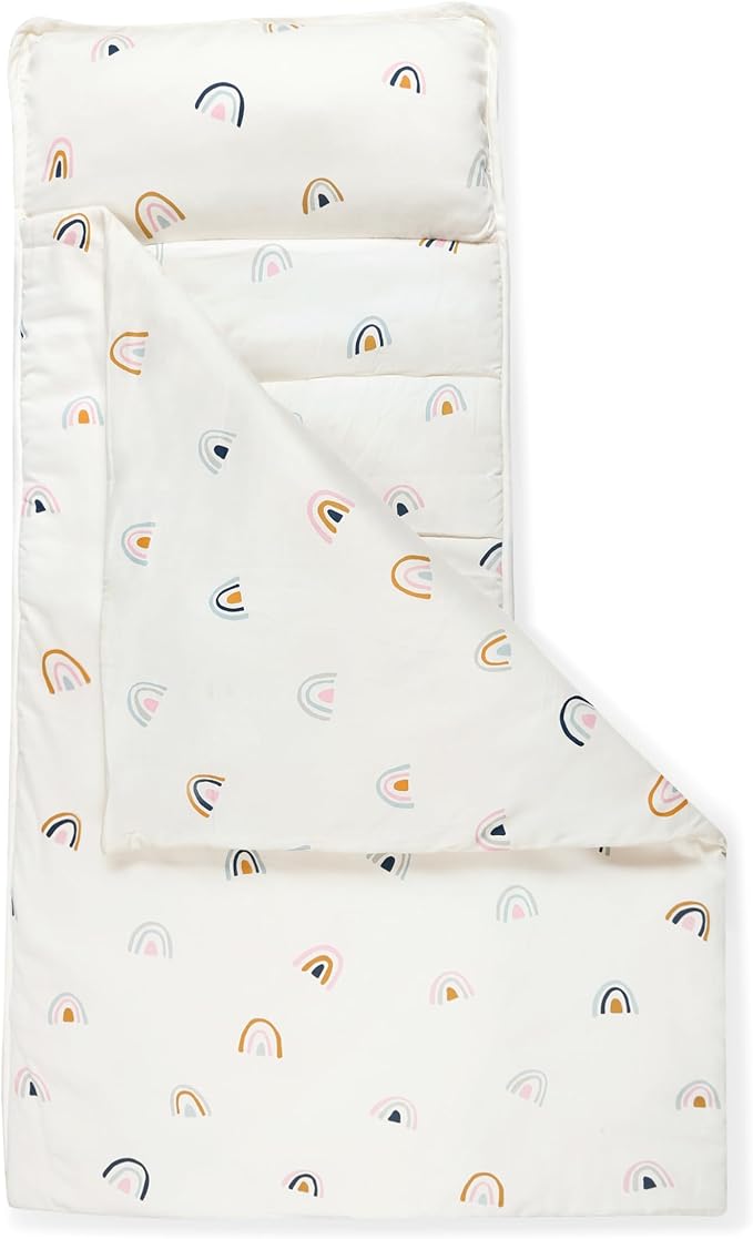 Makemake Organics GOTS Certified Organic Cotton Nap Mat with Detachable Pillow for Kids Soft Sleeping Bag for Toddlers, Boys, Girls - Ideal for Daycare, Preschool, Kindergarten