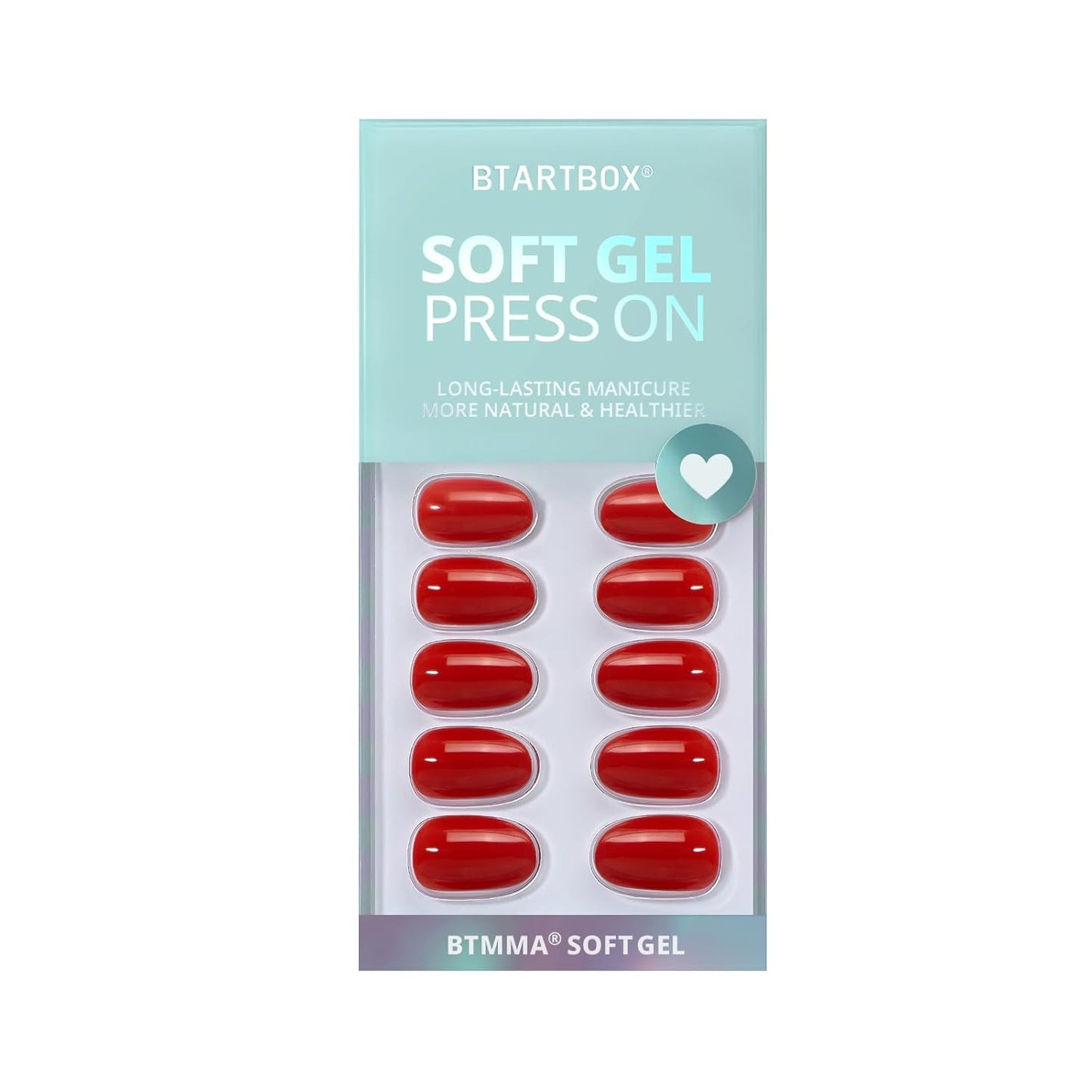 BTArtbox Press On Nails Short - Red Press on Nails, Short Oval Fake Nails with Nail Glue, Natural Reusable Glue On Nails in 16 Sizes Soft Gel Nail Kit, Mulled Wine