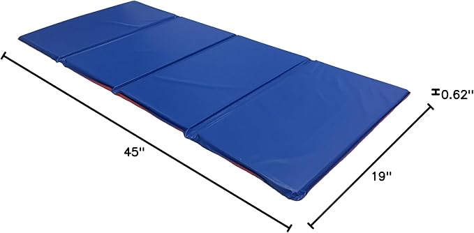 KinderMat, 5/8" Thick, 4-Section Rest Mat, 45" x 19" x 5/8", Red/Blue, Great for School, Daycare, Travel, and Home, Made in The USA