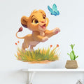 Baby Lion and Butterfly Wall Decals Removable Cartoon Animal Vinyl Stickers for Nursery Kids Bedroom and Playroom Decor Peel and Stick Wall Art