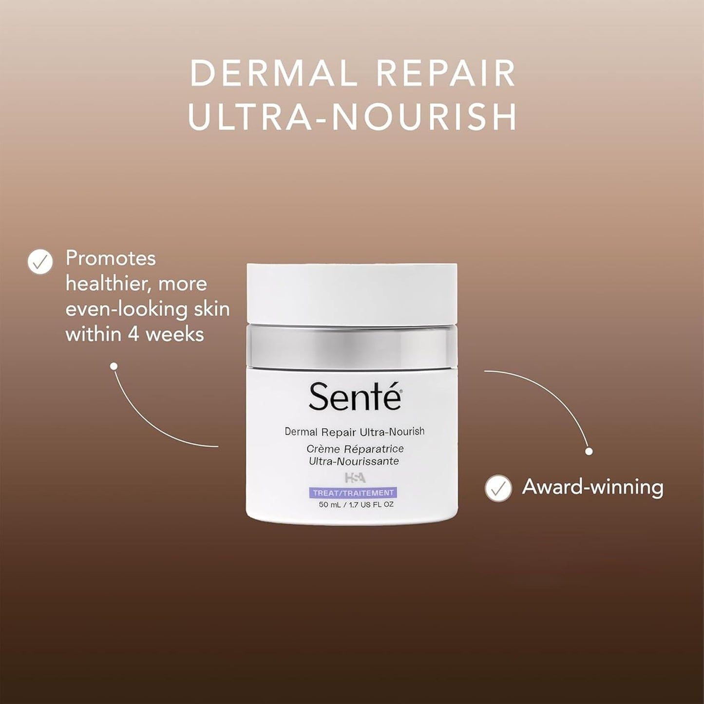 Senté Dermal Repair Ultra-Nourish - Rosacea Treatment For Dry, Sensitive Skin | Repairs, Replenishes & Reduces Skin Redness - 1.7 Fl Oz