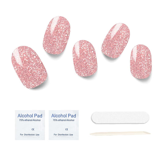 Semi Cured Gel Nail Strips, 20 pcs Gel Nail Wraps, Salon-Quality, 2 Weeks Long Lasting