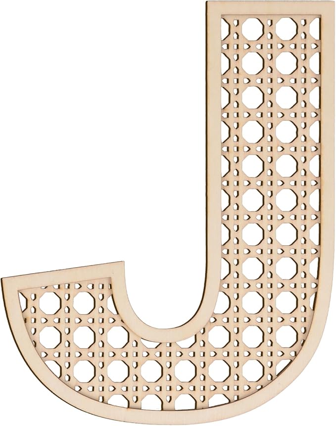 Large Boho Wooden Rattan Letters 12 inch for Nursery Decor Wood Letter J Wall Decors for Baby Girl Boy Bedroom Home Rustic Name Sign Birthday Wedding Decorative Letters