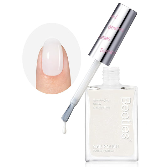 Beetles Nail Polish - Milky White Nail Polish Milk Cheese Color Nail Concealer Fast Dry Quick French White Cream Nail Strengthener and Growth Treatment for Thin and Damaged Nails,0.51 FL OZ