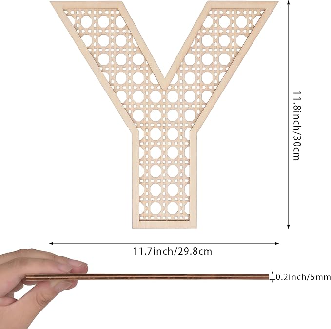 She Love Large Boho Wooden Rattan Letters 12 inch for Nursery Decor Wood Letter Y Wall Decors for Baby Girl Boy Bedroom Home Rustic Name Sign Birthday Wedding Decorative letters