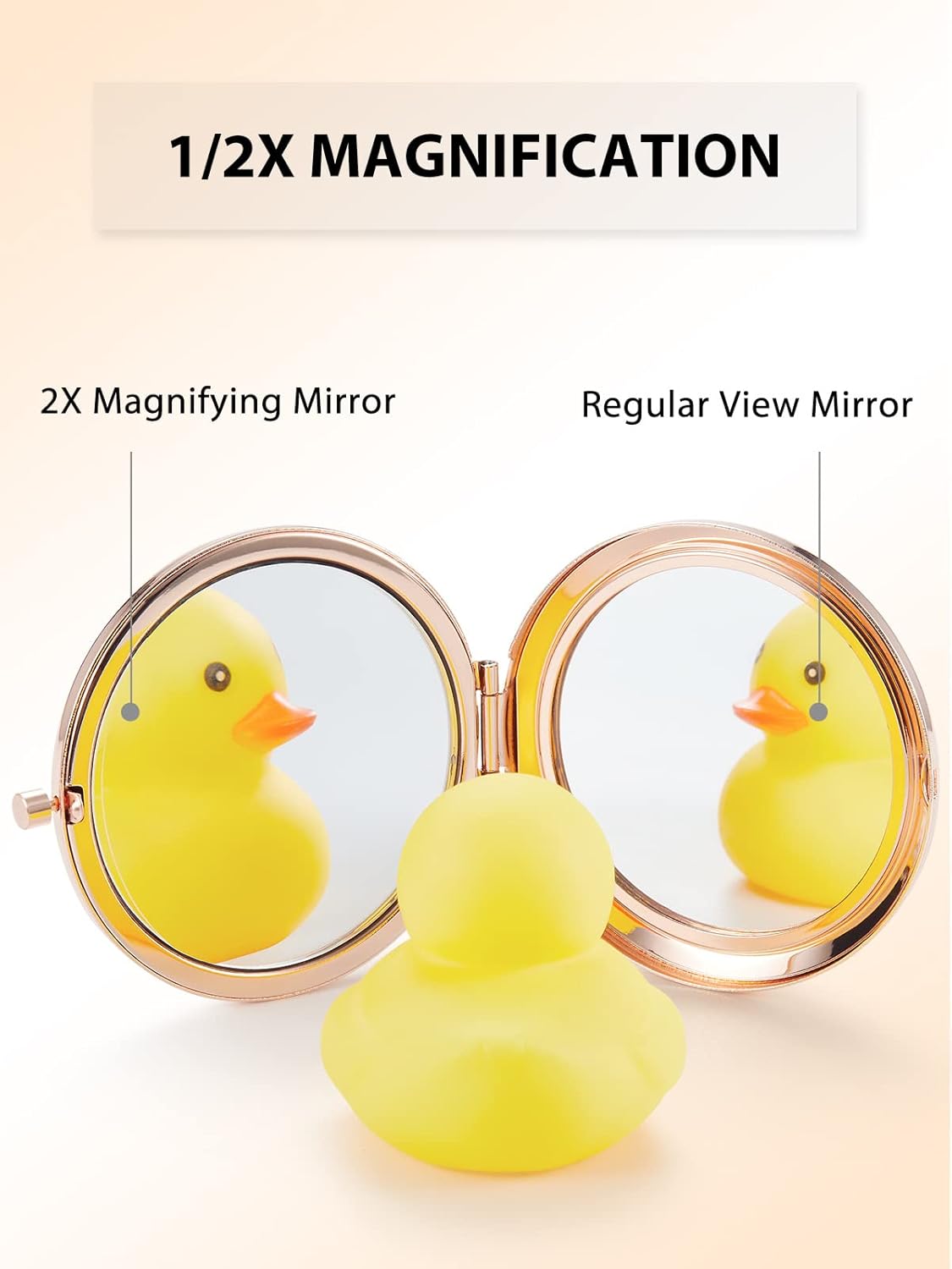 Compact Mirror Bulk, Pack of 12 Double-Sided 1X/2X Magnifying Metal Makeup Mirrors(Round, Rose Gold)