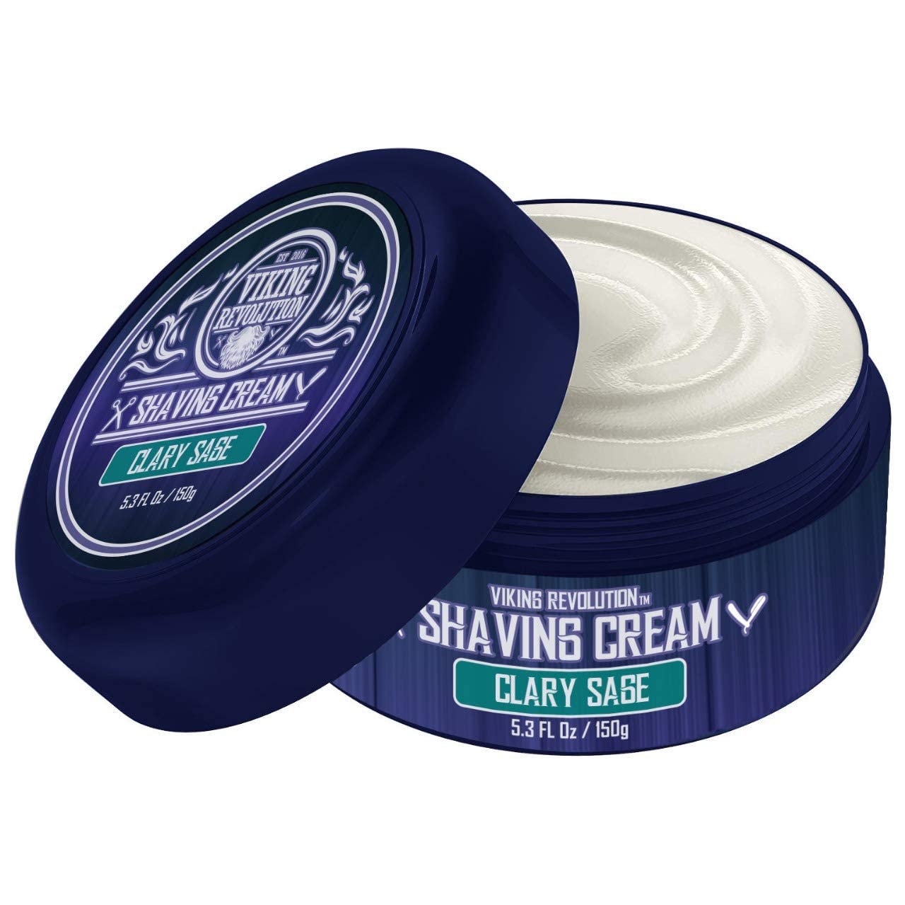 Viking Revolution Luxury Shaving Cream Clary Sage Scent - Soft, Smooth & Silky Shaving Soap - Rich Lather for the Smoothest Shave - 5.3 Fl Oz (Pack of 1)