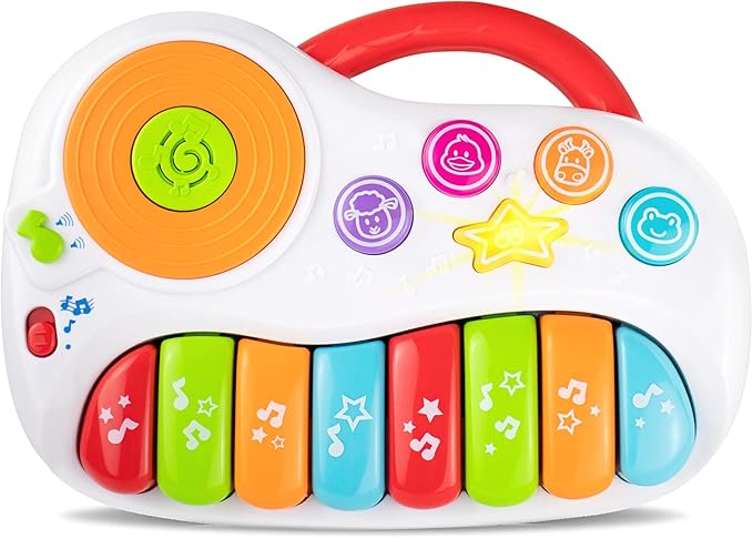Musical Piano Toy for 1-3 Years Old Toddlers with Keyboard Note, DJ Mixer and Light-Up Buttons - Educational and Fun for Both Boys and Girl