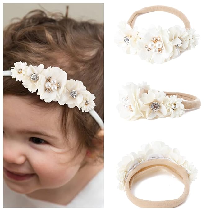6pcs Baby Headbands Nweborn Flower Hair Bows for Girls-Infant Elastic Hair Band Bows Wraps Baby Headband Hair Accessories Gifts for Toddles