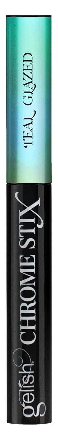 Gelish Chrome Stix, Chrome Nail Powder, Nail Art for Stunning Metallic Finish, Long-Lasting, Easy Application, Perfect for Professional and At-Home Use (Teal Glazed, 0.5g)