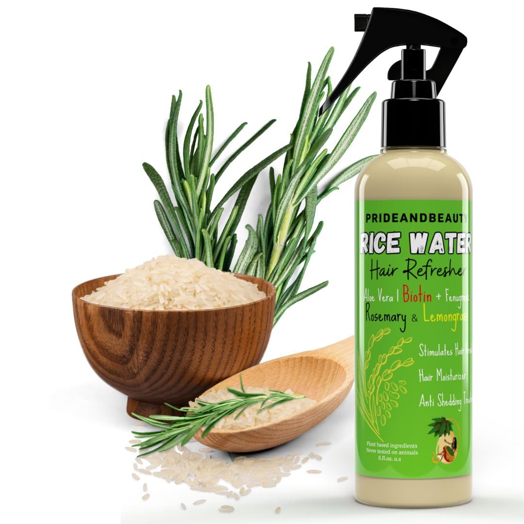 NEW Fermented Rice Water for Hair Growth - Infused with Rosemary, Biotin, Caffeine, Keratin Vegan Non-Greasy Spray Naturally Thicker, Longer, Softer Men & Women (8 OUNCES, Rosemary Lemongrass)