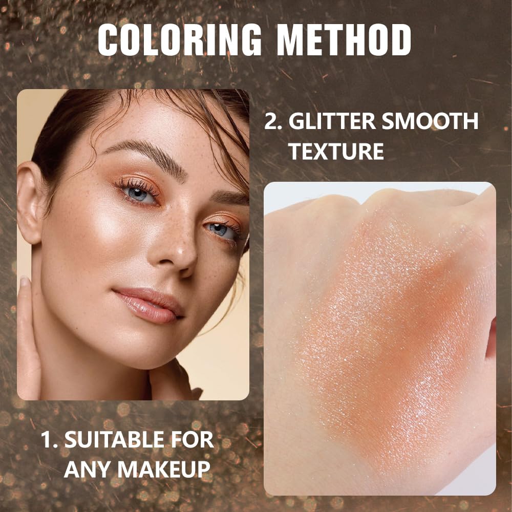 Glittler Single Eye Shadow Palette Makeup, Champagne Gold Sparkle Shimmer Monochrome Eyeshadow For Old Women, Pigmented Waterproof Sombras Para Ojos, Vegan, Talc, Paraben & Cruelty Free, 01