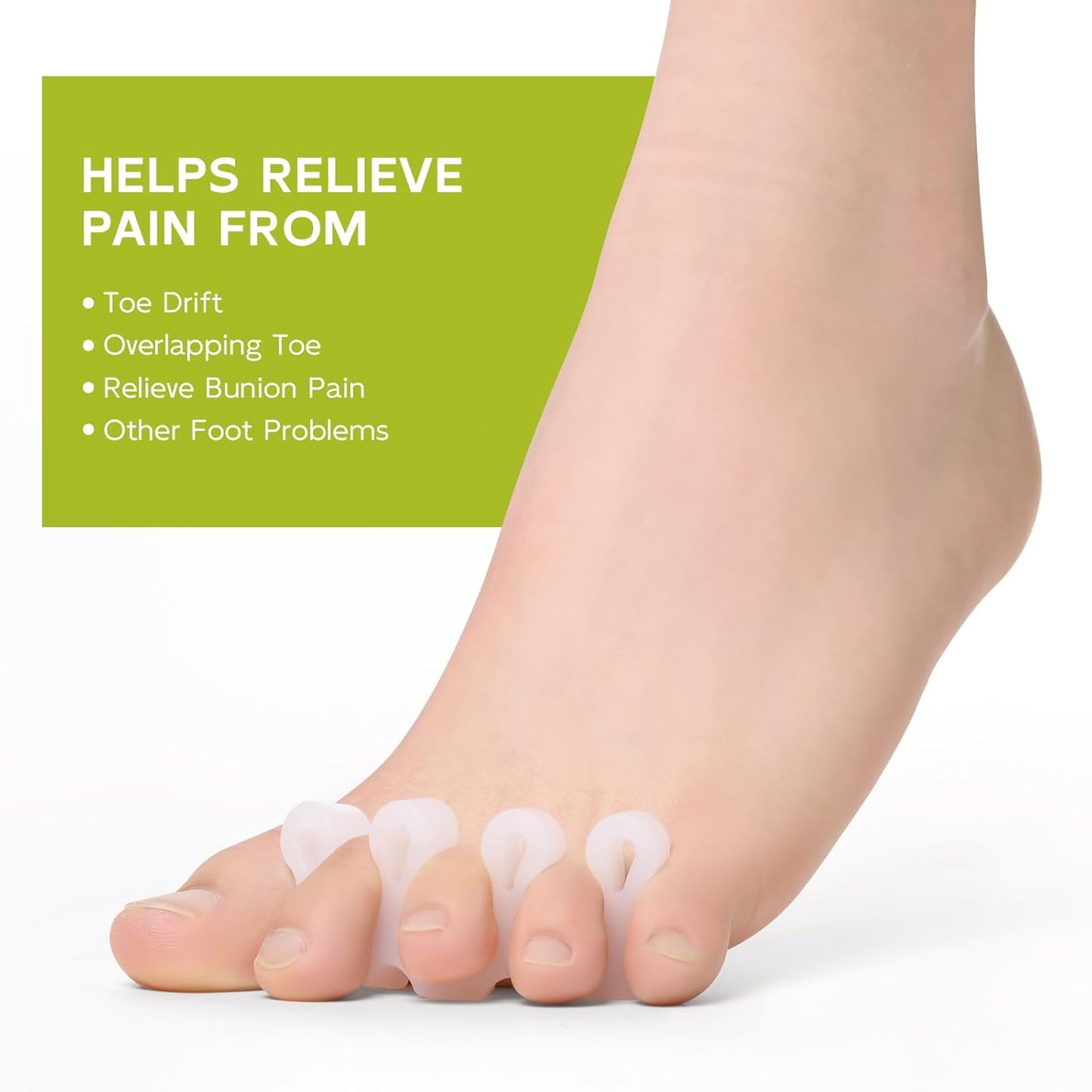 Bukihome Upgraded Gel Toe Separator - Pedicure Toe Spacers for Separating Toenails or Nails - Toe Spreader for Straightening Overlapping Toes, Bunions - Toe Stretcher for Men & Women (White, 6 Pack)