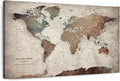 ElephantStock - Our Adventures World Map With Push Pin Iii Wall Art - Horizontal Canvas Wall Art - Living Room Wall Decor - Printmaking Map Canvas Art - Beige And Brown Decor - 24" x 16"