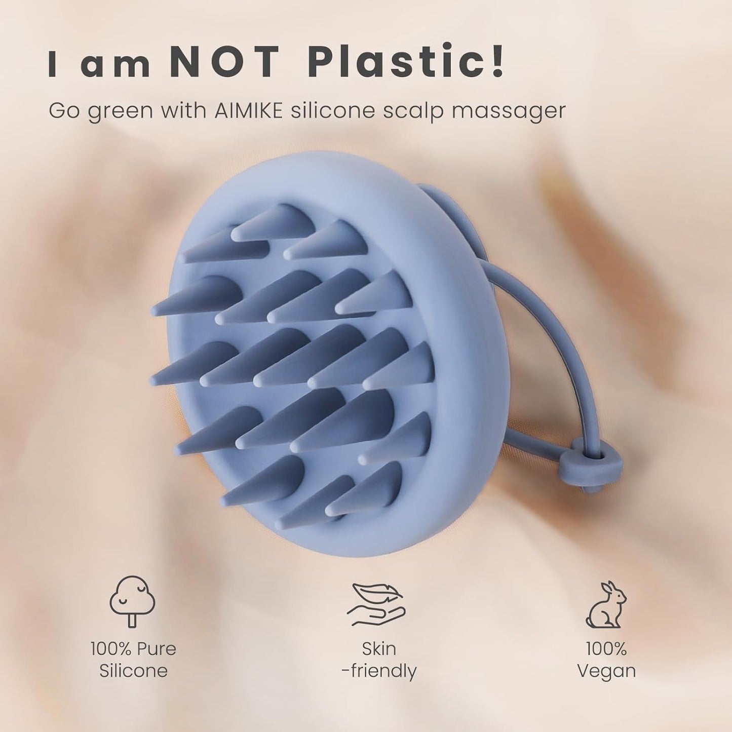 AIMIKE Scalp Massager Shampoo Brush, Soft Silicone Hair Scrubber for Washing Hair, Dandruff Removal & Hair Growth Stimulator, Scalp Brush/Exfoliator Brush On Dry & Wet Scalp