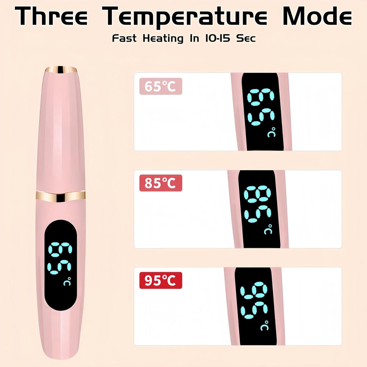 Heated Eyelash Curler with Led Display Electric Eye lash Curler 3 Temp Settings for Makeup Tools for Achieving A Natural Curl and Long Lasting Eyelashes, Designed for Women, Pink